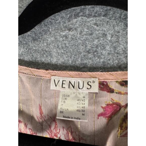 Venus Blouse Women Medium Pink Semi Sheer Floral Smocked Bloomcore Feminine - Picture 2 of 7